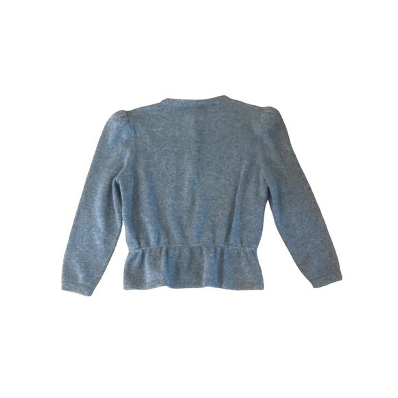 Vintage St. John Marie Gray Wool Peplum Button Pullover Sweater 14 - Picture 4 of 5